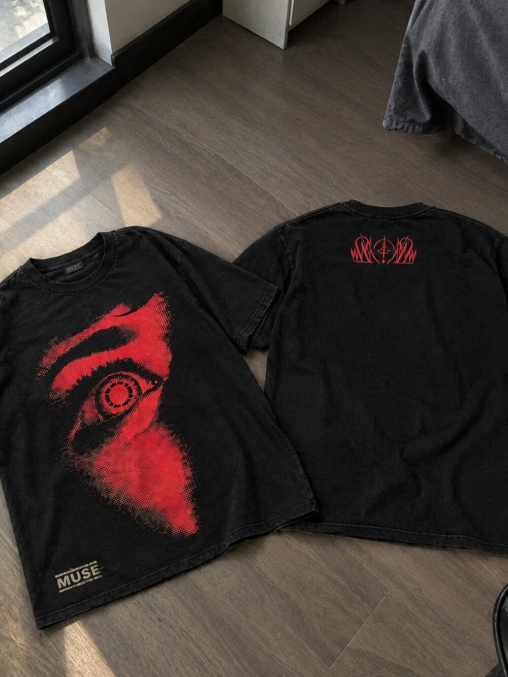 Muse Band Red Eye Graphic Vintage Washed Black T-Shirt